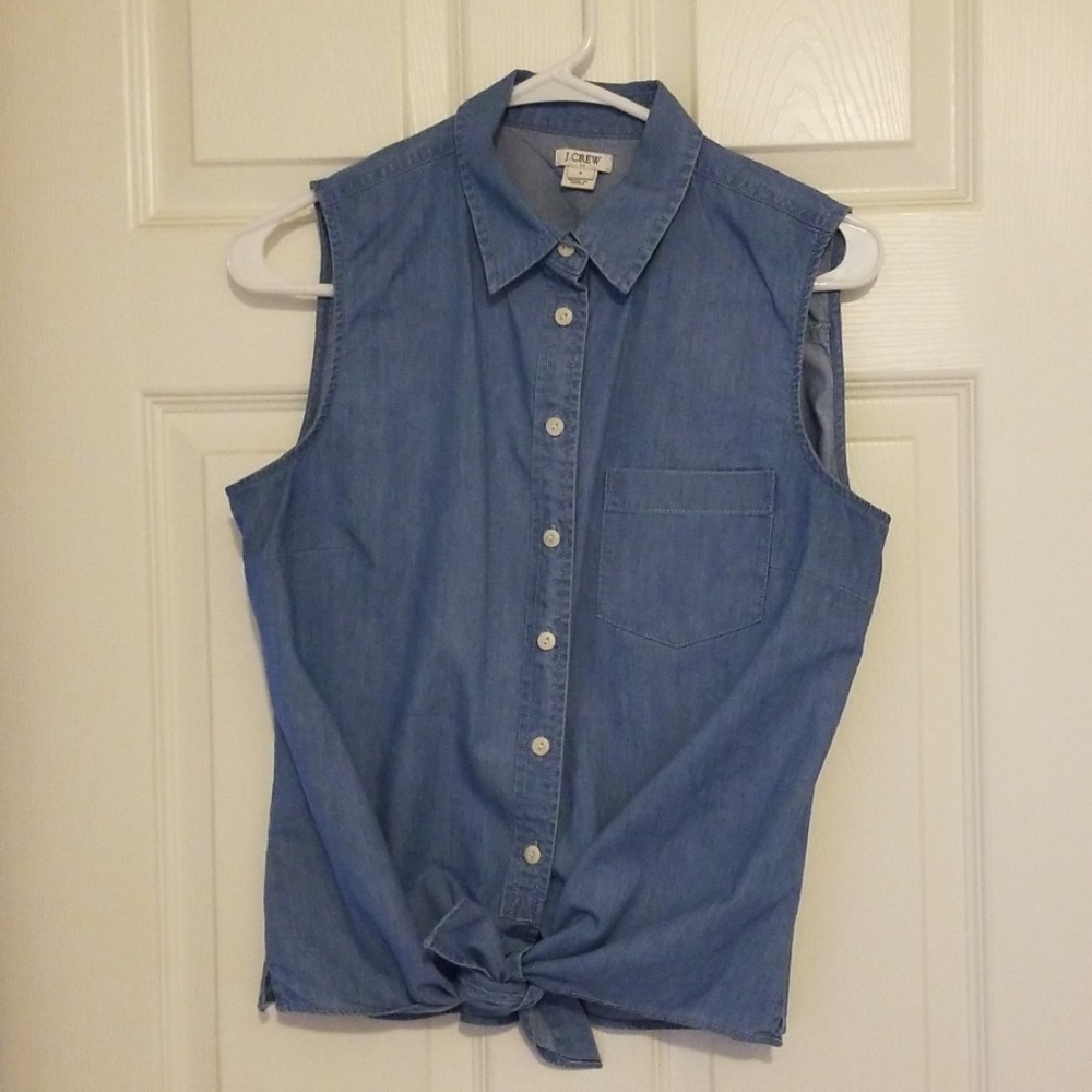 Chambray sleeveless J. Crew top